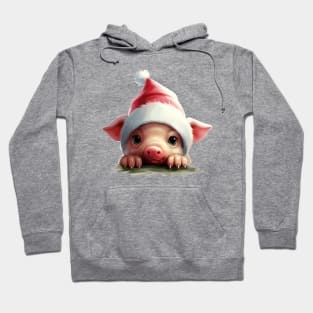 Christmas Peeking Baby Pig Hoodie